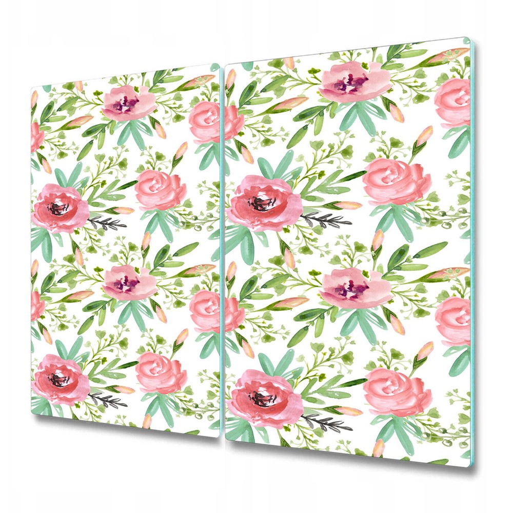 Glass Chopping Cutting Board Spring garden flowers Watercolour flowers Flower