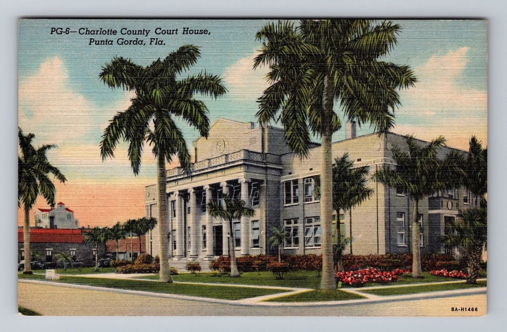 Punta Gorda FL-Florida Charlotte County Court House Vintage Postcard Old View PC