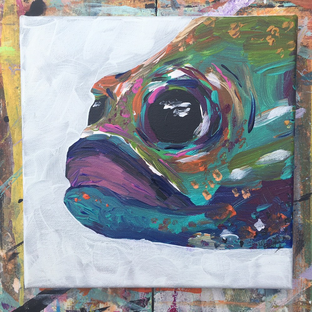 Maria Scalf 8x8 Canvas Fish Art Angler Beach Nature Still Life Decor