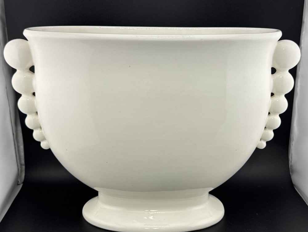 Vtg Erphila Czechoslovakia Art Pottery Planter Vase White Circles Rare #14157