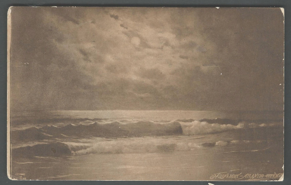 ATLANTIC CITY NJ By Moonlight 1909 Ullman Mfg. Divided Back Postcard
