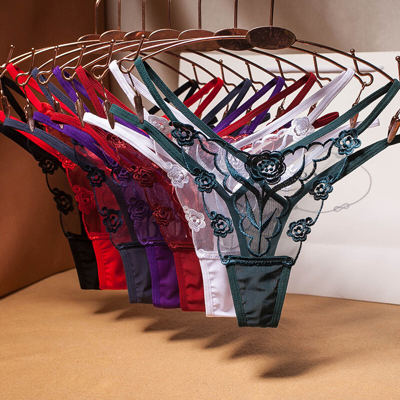 Womens Sexy Floral Panties Briefs Lingerie Embroidery Thongs G-String Underwear