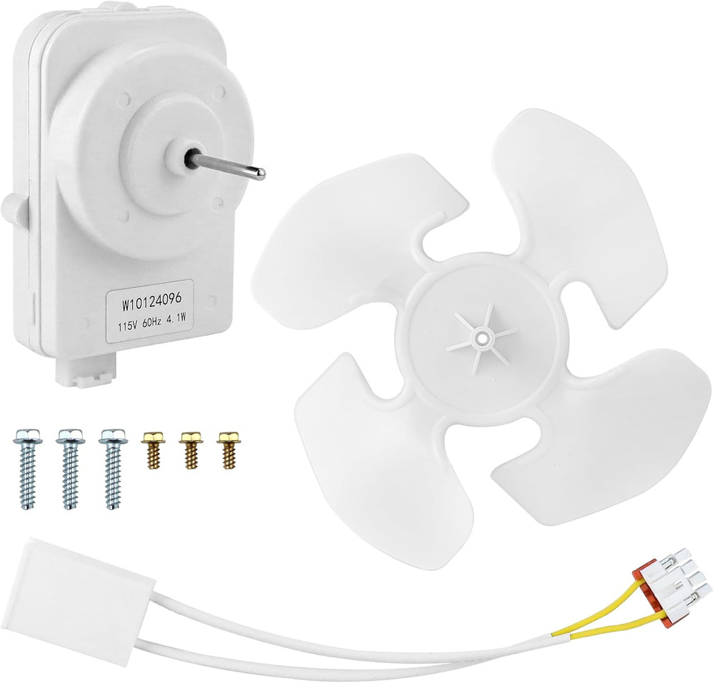 W10124096 Condenser Fan Motor Kit Compatible with Whirl-Pool Kitche-Naid Refrige
