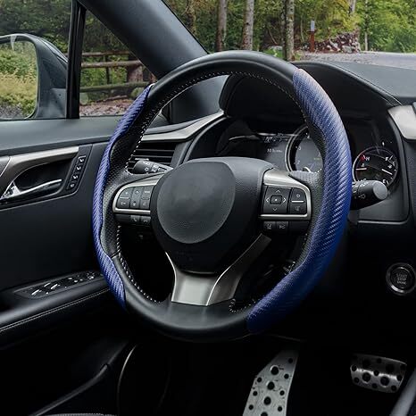 Blue Carbon Fiber Steering Wheel Cover Universal 99% Car Wheel Cover Protector