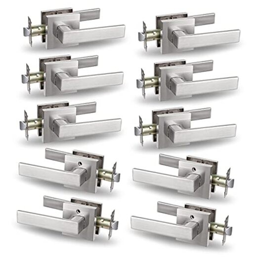 Brushed Nickel Keyless Passage Door Lever for Hall & Closet