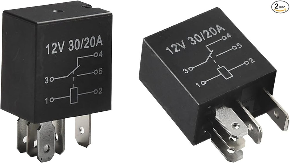 2Pcs 5-Pin 12V 30A Relay, Universal Waterproof Automotive Relay for Fuel Pump, S