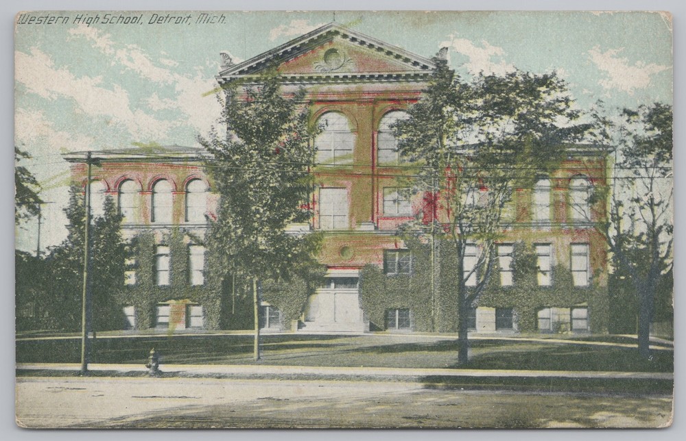Detroit Michigan~Western High School Building~Vintage Postcard