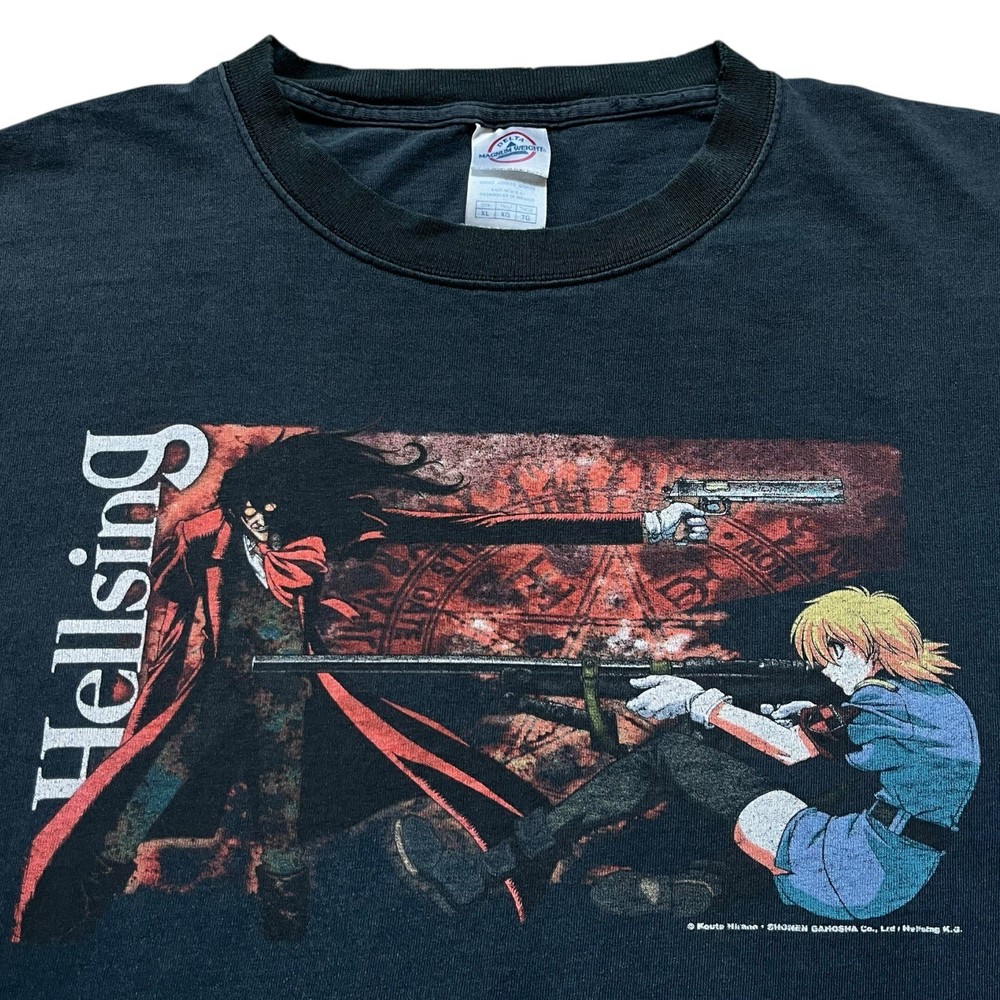 Vintage Hellsing Anime T Shirt XL Delta Magnum Weight Faded Black Official