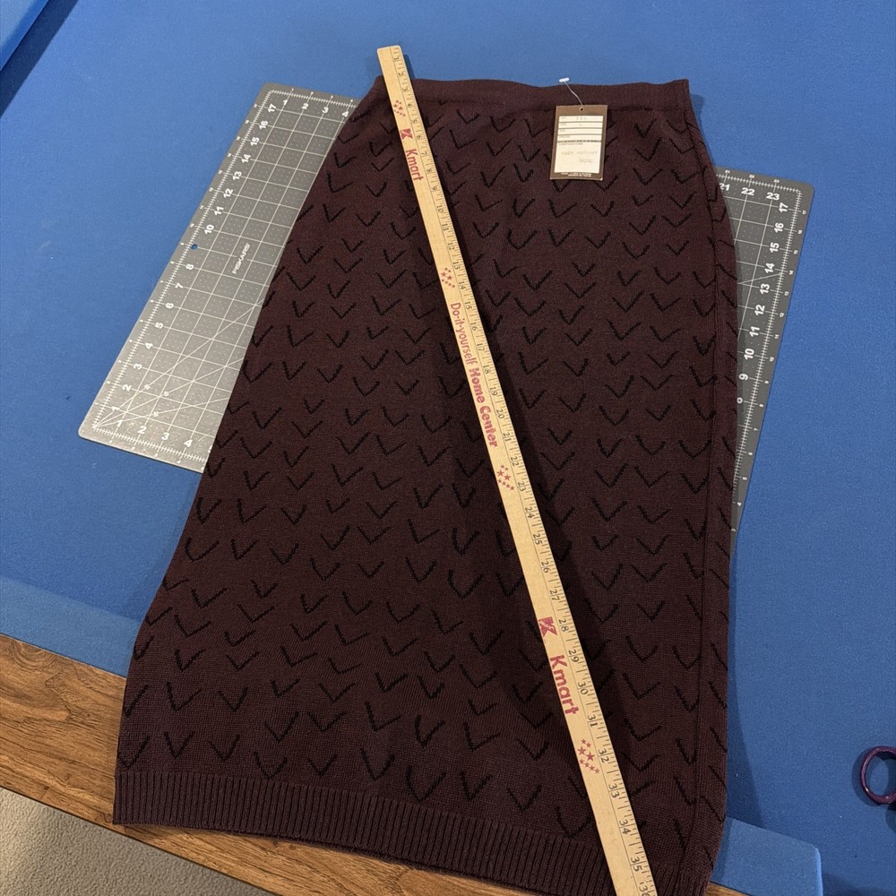 VTG B Altman Co Merino Wool Skirt Size L Plum Pencil Midi Knit Italy - New