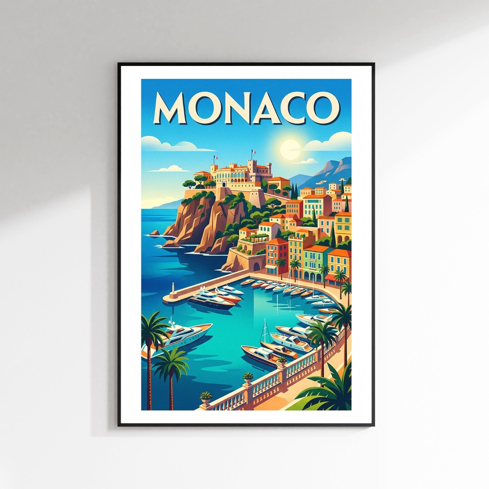 Monaco MC Vintage Travel Poster Retro Matte Print Wall Art Multi Sizes