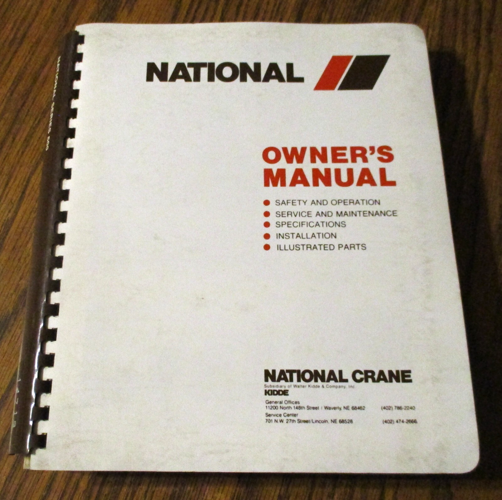 *National Crane Series 600 Owners Operators Service Maintenance & Parts Manual