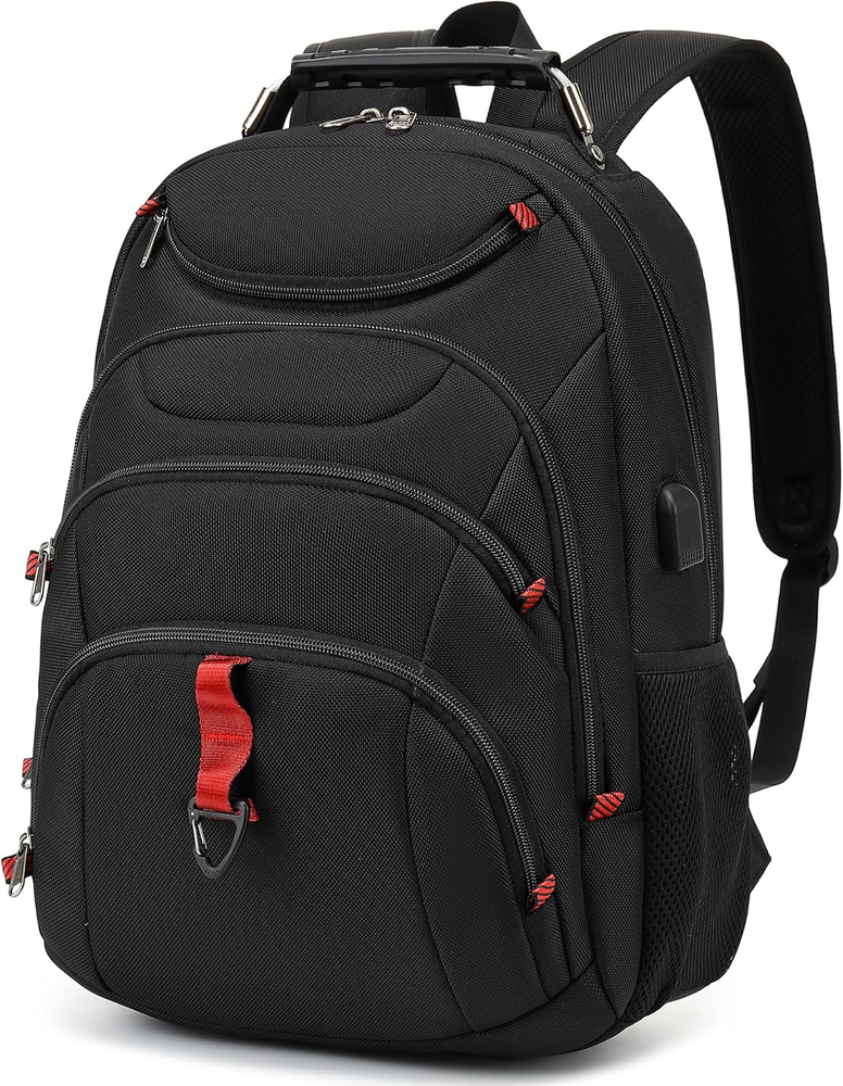 15.6 Inch Waterproof Anti-Theft Laptop Backpack with USB Charging Port in Black  