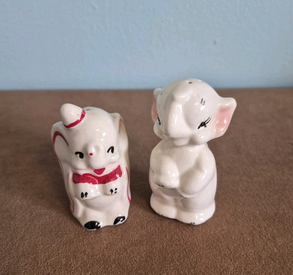 Vintage Elephant Salt Shakers 2 Mismatched