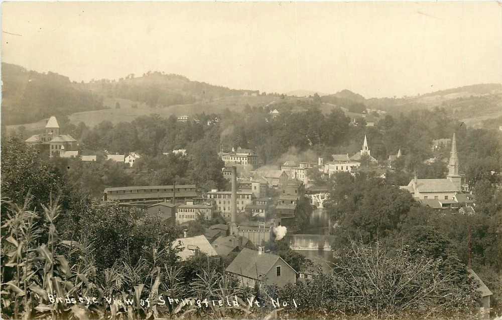 1920s Springfield Vermont Birdseye View RPPC Postcard 26-2503