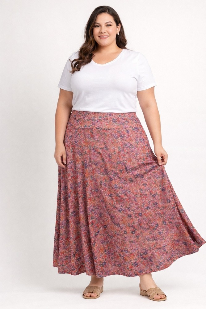 #1102 Lularoe Pink Floral Boho Maxi Skirt 3X