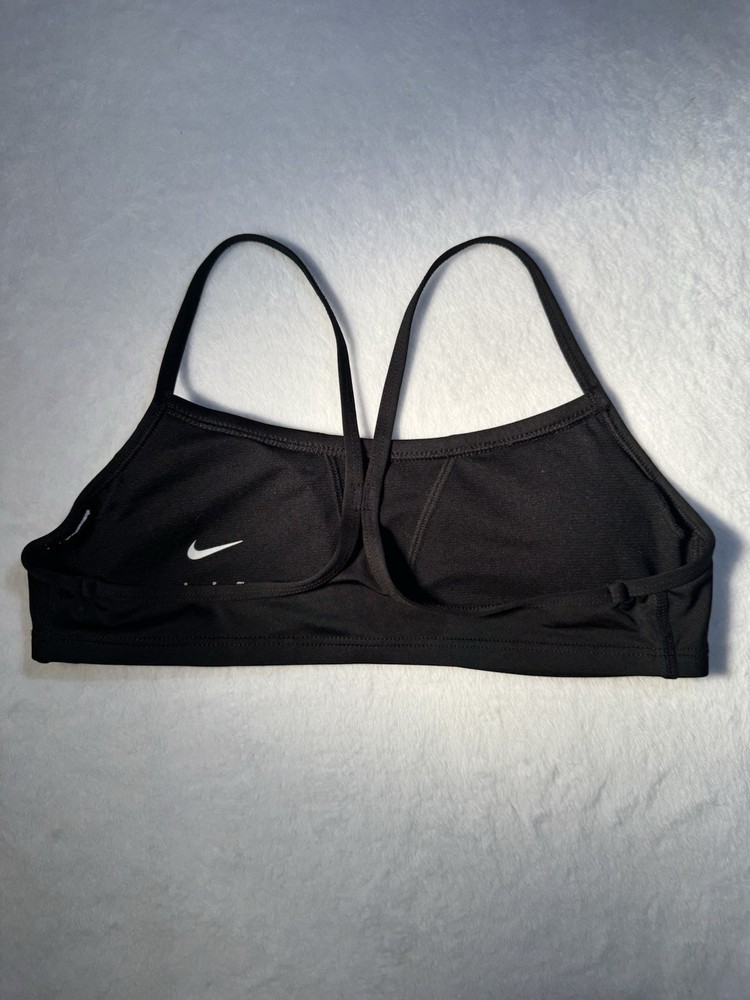 Nike Wireless Sports Bra Solid Black Logo Pullover S Women