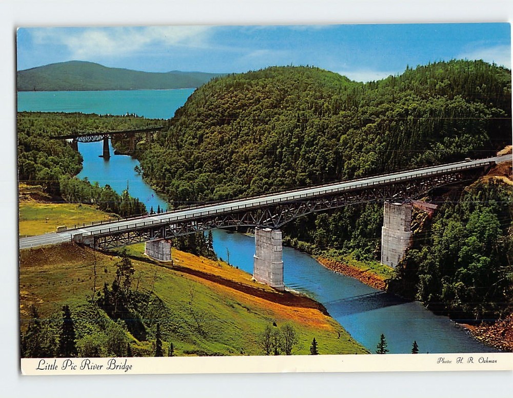 Postcard Little Pic River Bridge Ontario Canada