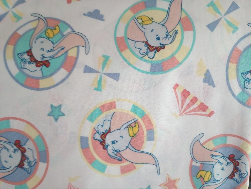 Disney dumbo elephant fun fabric 10 by 9 inch 1pc new