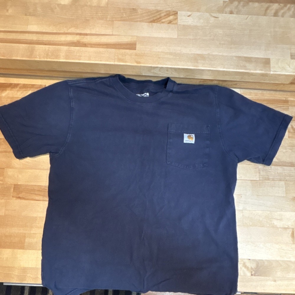 Carhartt Men's Loose Fit Navy Blue Cotton T-Shirt M Chest Pocket Short Sleeve