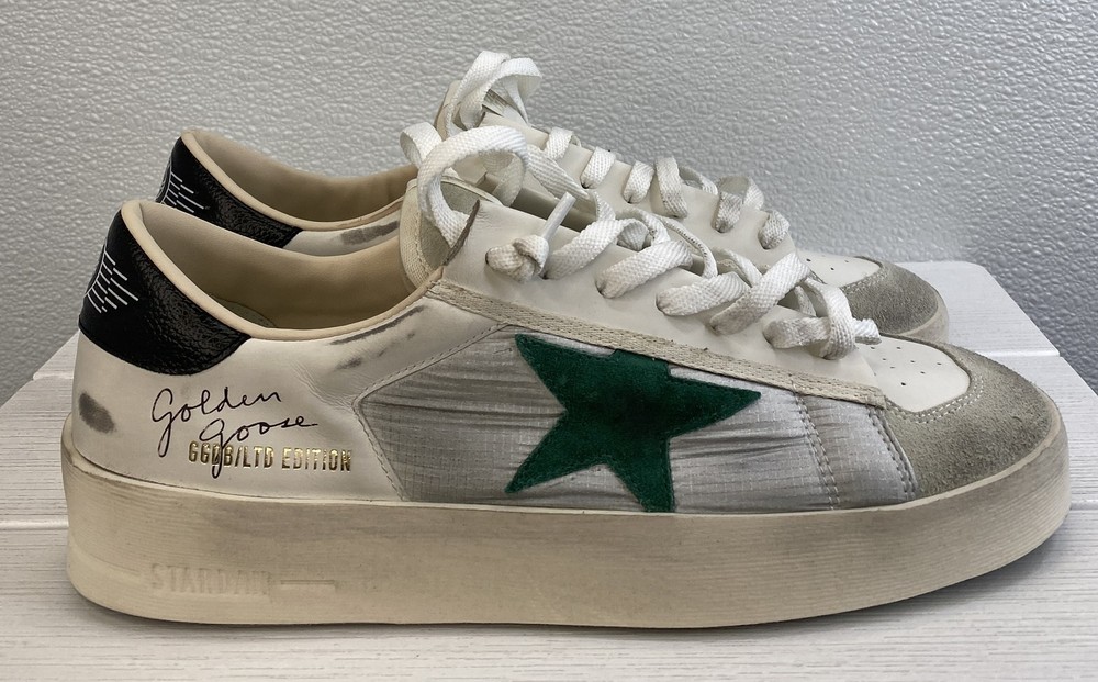Golden Goose Stardan Sneakers Men's US9 EU42 White Silver Black Green Leather