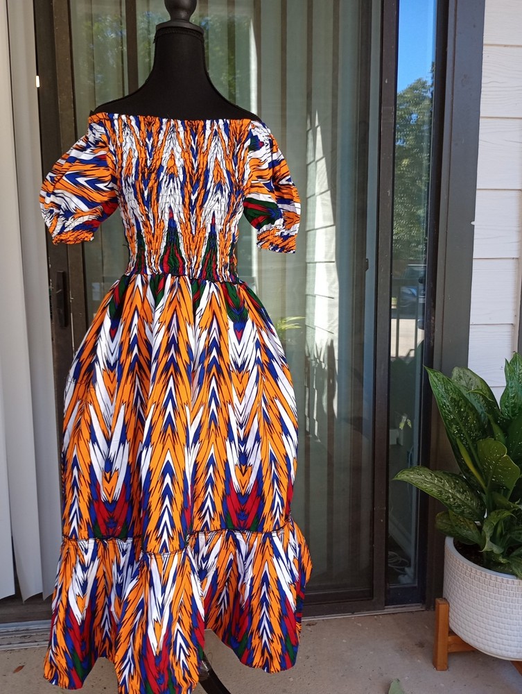 Long African Print Ankara Dress S -M