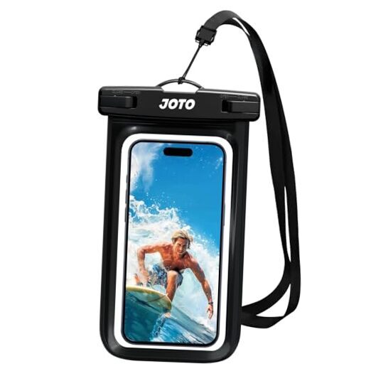 Waterproof Phone Pouch for iPhone 15 14, Universal Dry Bag Case in Black