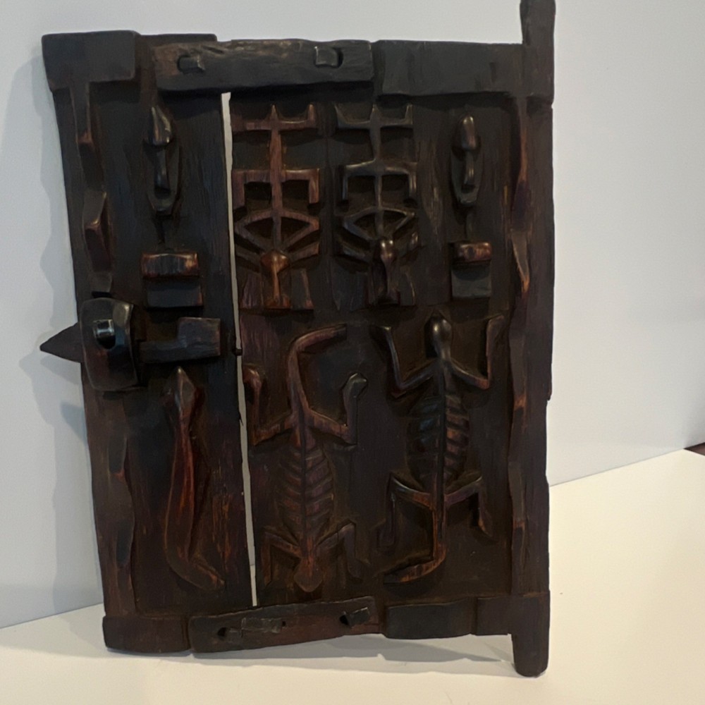 hand-carved African Dogon granary door panel from Mali (West Africa).