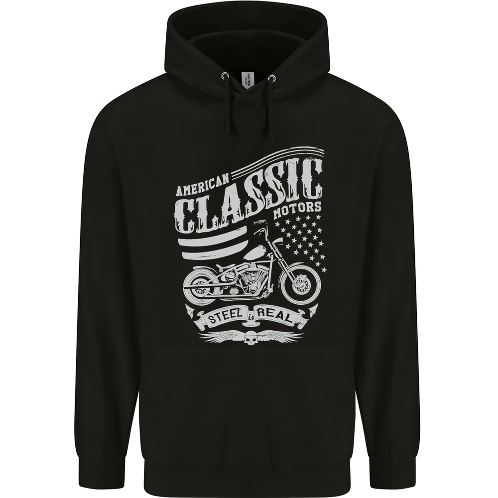 Steel Is Real Biker Motorcycle Motorbike Mens 80% Cotton Hoodie
