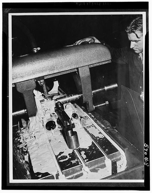 Photo:1940s Man Operating Milling Machine Metalworking Shop