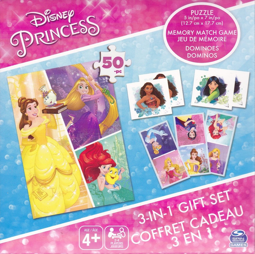 Games 3 in 1 DISNEY PRINCESSES Puzzle Memory Match Dominos Educational Learning