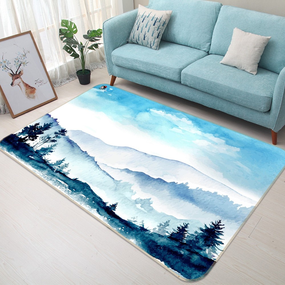 3D Watercolor Mountains NBC632652 Game Rug Mat Elegant Photo Carpet Mat Romy