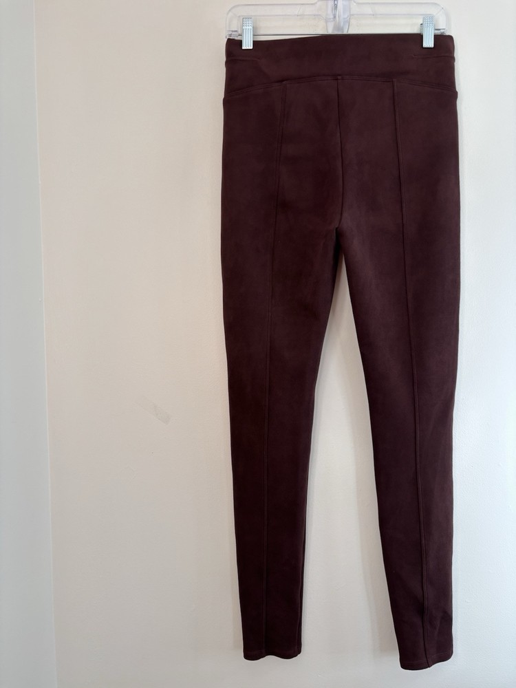 Spanx Leggings Faux Suede Women's Medium Tall Brown Caramel High Waist 28x30
