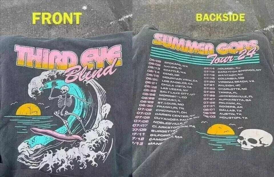 Third Eye Blind Summer Tour T shirt 2024 SIZE S-5XL 2 Sides Black Unisex S-5XL
