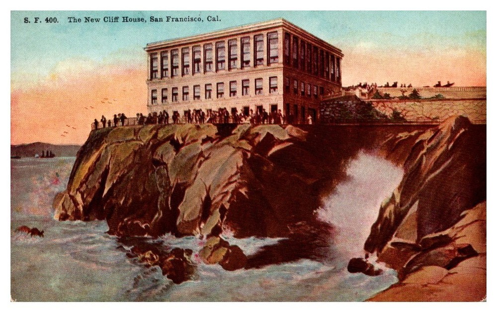 c1910 Seaside View New Cliff House San Francisco California Vintage Postcard