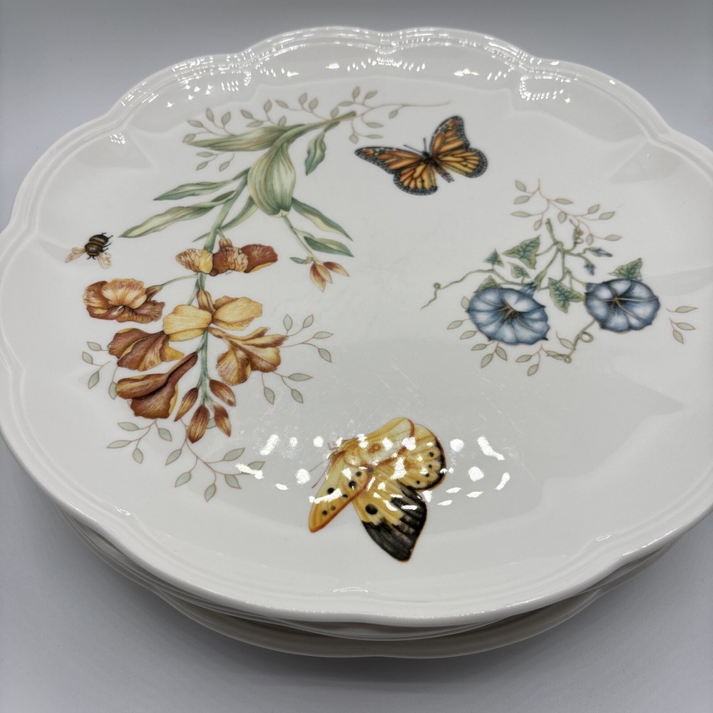 Lenox Butterfly Meadow Dinner Plates China 5 Avail Dragonfly Monarch Fritillary