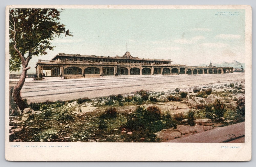 1907 Fred Harvey THE ESCALANTE Hotel Ash Fork ARIZONA Phostint Postcard