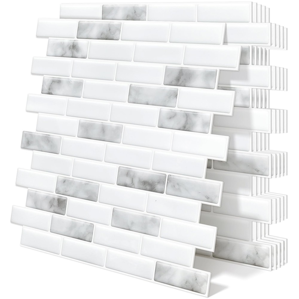 Thick Peel and Stick Marble Backsplash Tile Self Adhesive Wall Tiles