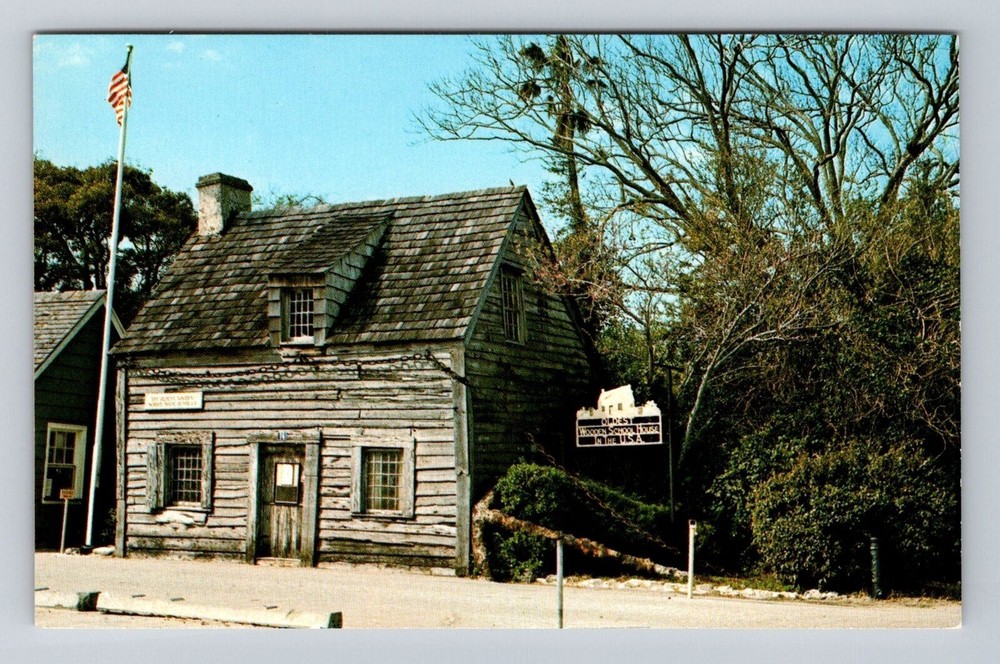 St Augustine FL-Florida, Oldest Wooden School House, Antique, Vintage Postcard