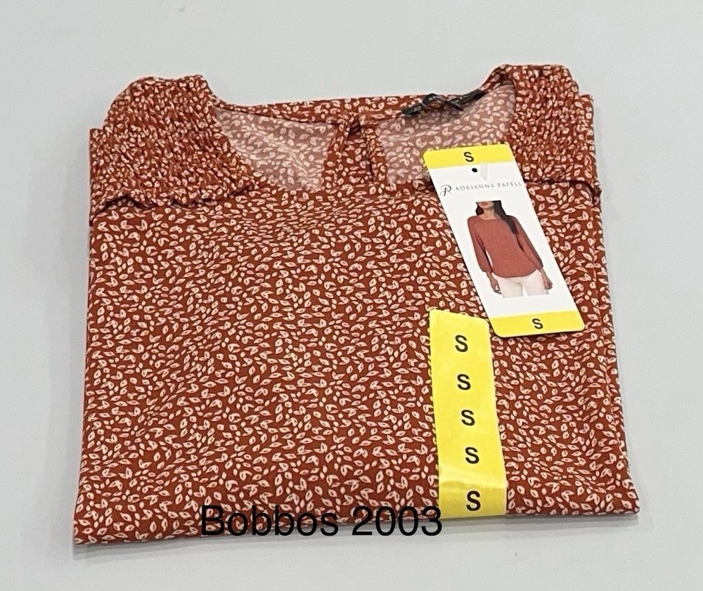Adrianna Papell Women's 3/4 Sleeve Stretch Soft Blouse, Orange, Size S