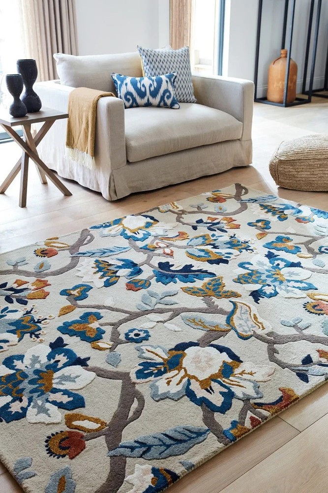 New Handmade Hand Tufted Floral Carpet & Rug Living Room