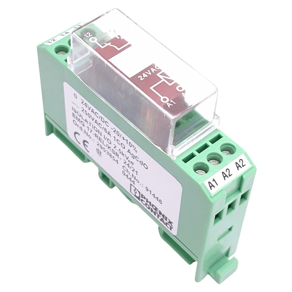 Phoenix Contact 2953854 Relay Module, SPDT, 250V 6A Max, 24VAC/DC Coil