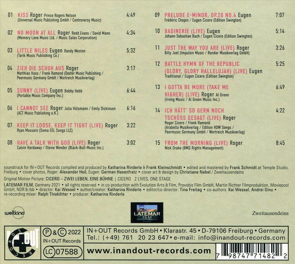 Eugen Cicero Roger Cicero Two Lives One Stage Original Soundtrack New Release