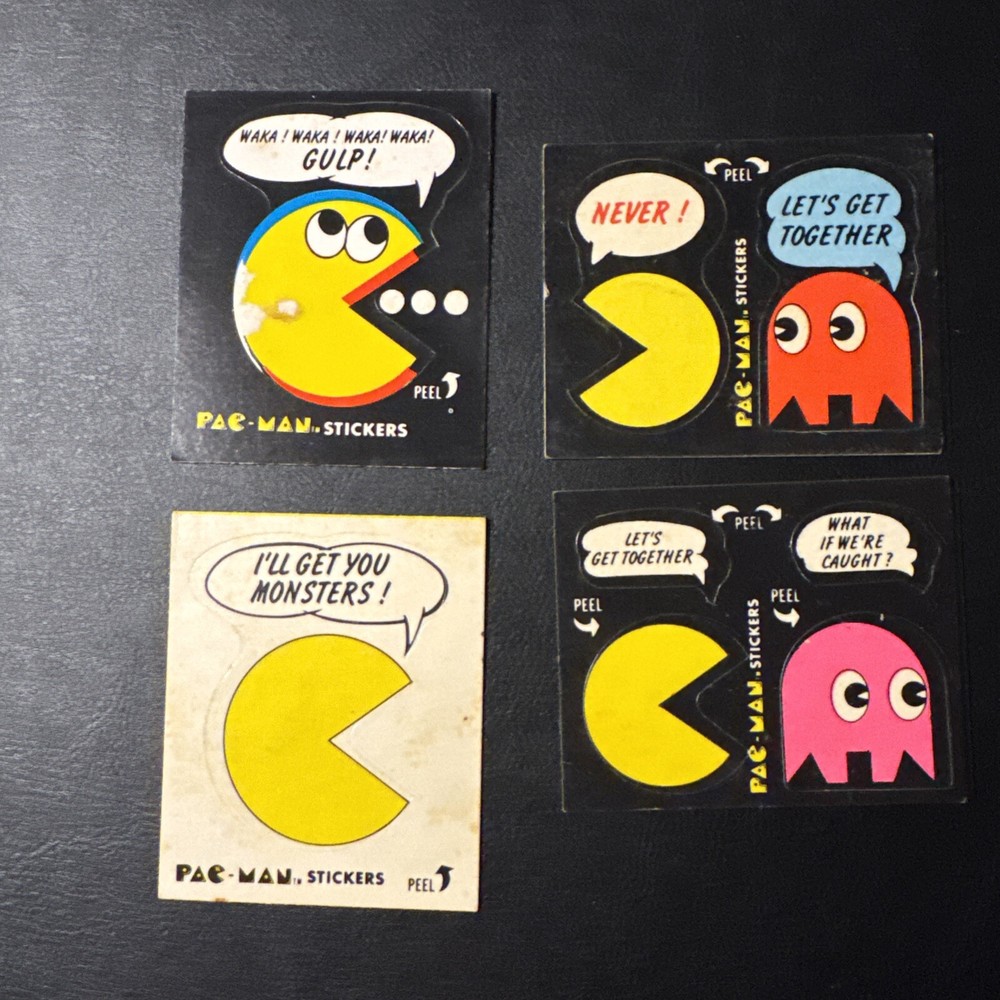 Vintage 1980 Fleer Pac Man Midway Arcade Video Game Stickers (4)
