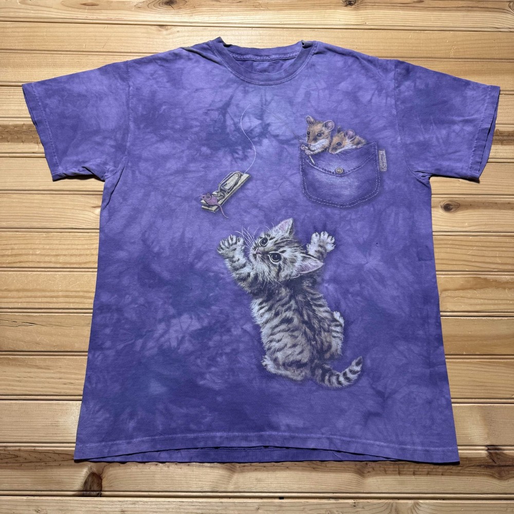 Vintage 90s Y2K Kayomi Harai Kitten Cat Animals Acid Wash Funny Shirt USA Medium