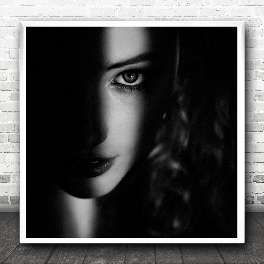 Woman Noir Seduce Dark Low-Key Desire Seduction Shadow Light Wall Art Print
