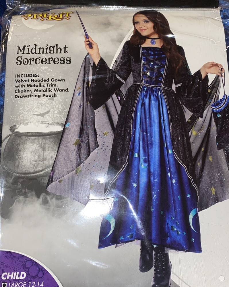 Spirit Halloween Midnight Sorceress Child Costume Large Brand New