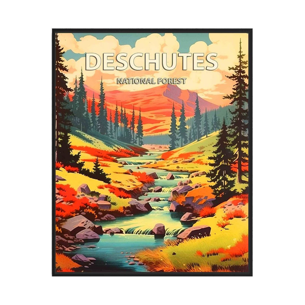 Deschutes National Forest Poster Art Print Retro National Park Gifts