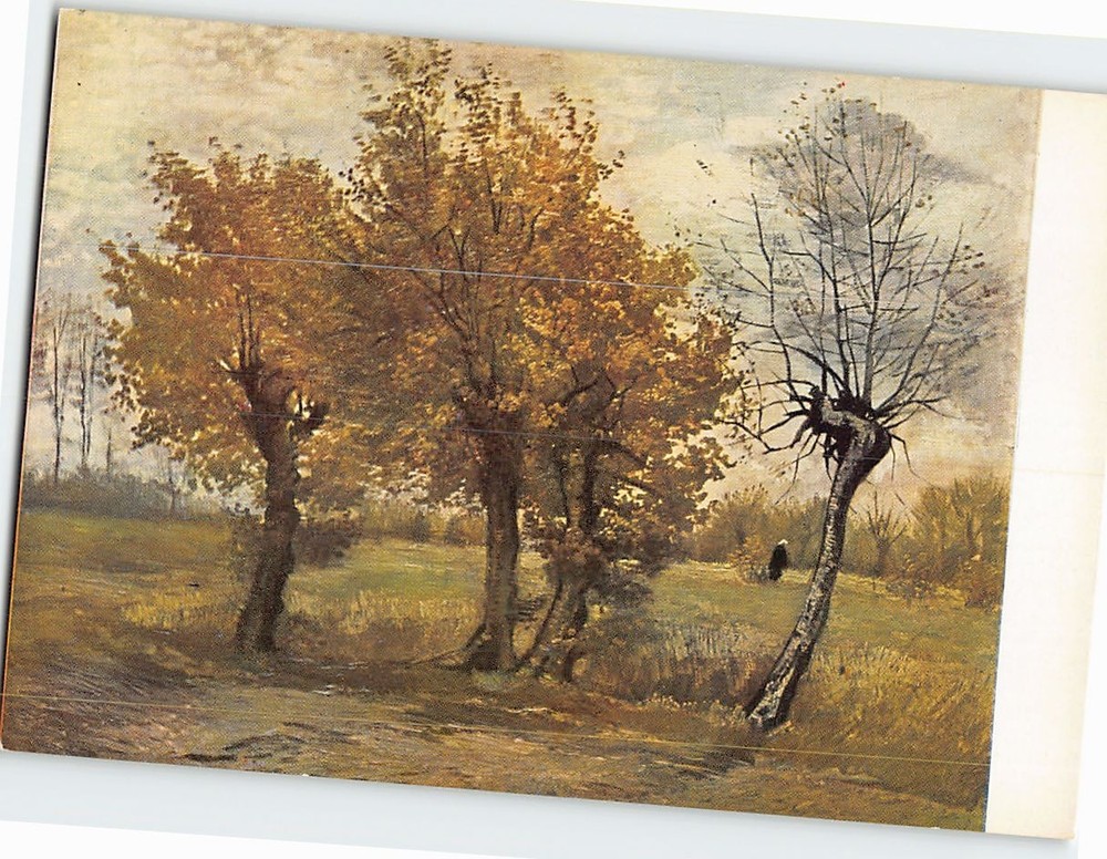 Postcard Autumn Landscape with Four Trees Painting by Vincent van Gogh