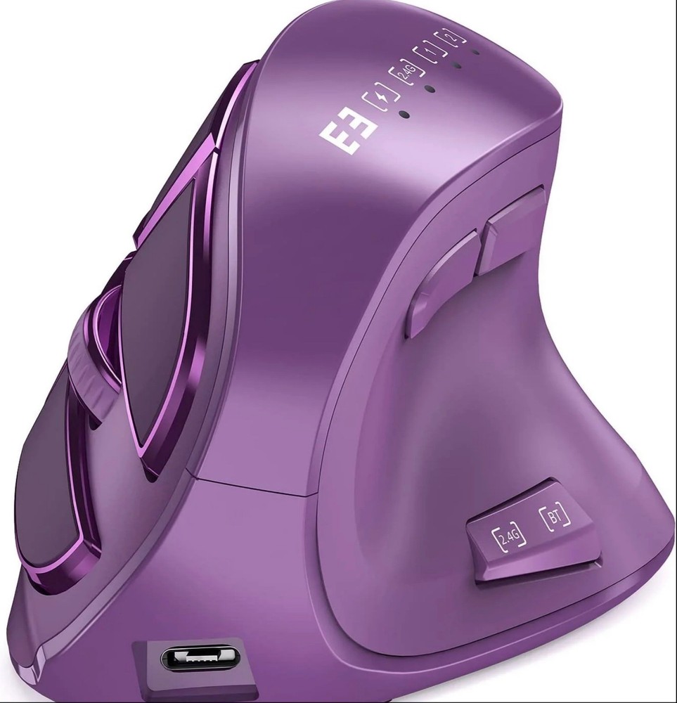 seenda Ergonomic Mouse Wireless Vertical Mouse Rechargeable Optical Mice Purple