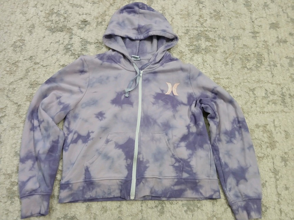 Hurley Purple Tie Dye Zip Up Hoodie ~ Womens Size L ~ NWOT